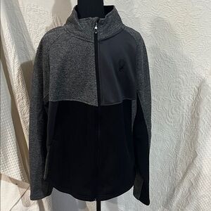 Spyder full-zip color block gray and black knit jacket, size large